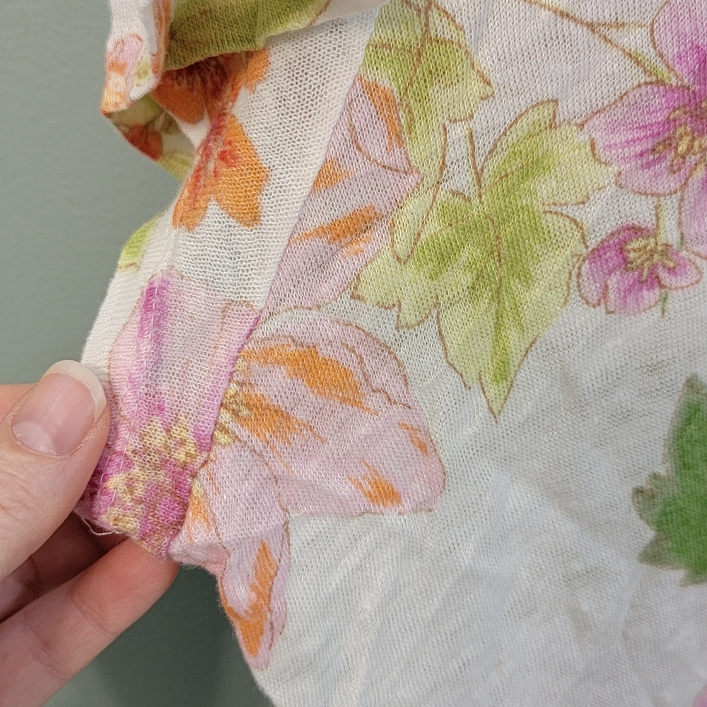 J.Jill Love‎ Linen Womens Floral Coastal Beachy Lightweight Top Size XL - Picture 7 of 11